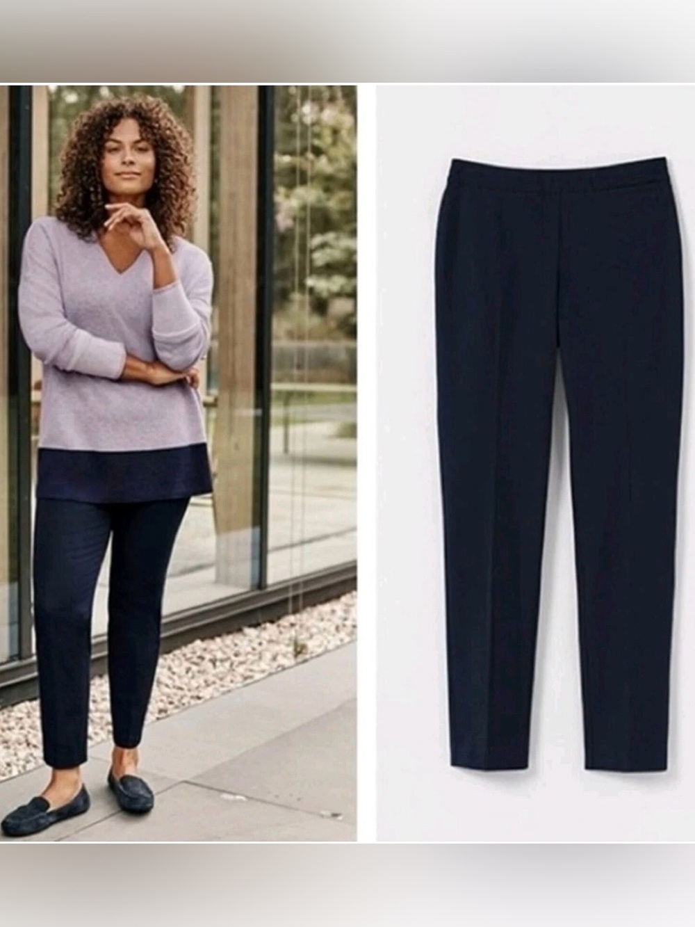 J Jill Precision Stretch Pull On Pants Womens 12 Navy Blue Straight Leg NWT - Picture 1 of 8